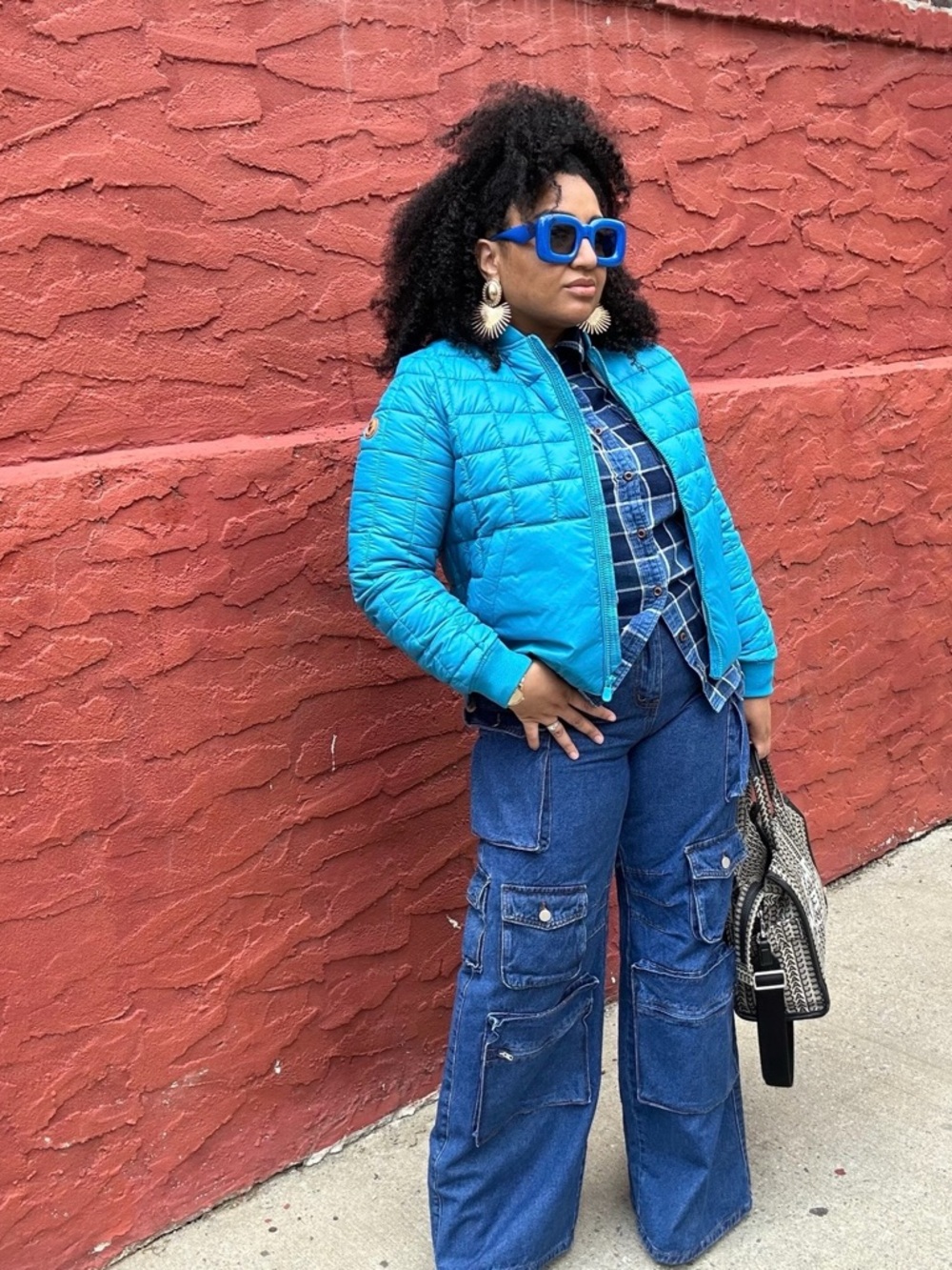 SAVE THE DUCK Quilted Sky Blue Bomber Jacket